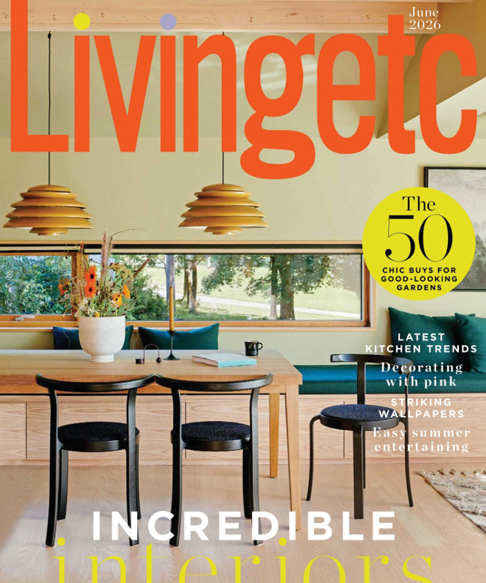 Cover page of the Livingetc magazine featuring  a dining room set-up