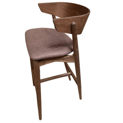 B-Stock Sibast No 7 Bar Stool - Bar Height  75cm Seat Height  Smoked (Solid Oak) with Dunes Dark Brown leather