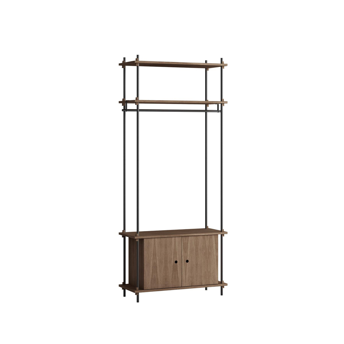 MOEBE Single Shelving System with Cabinet and Clothes Rail