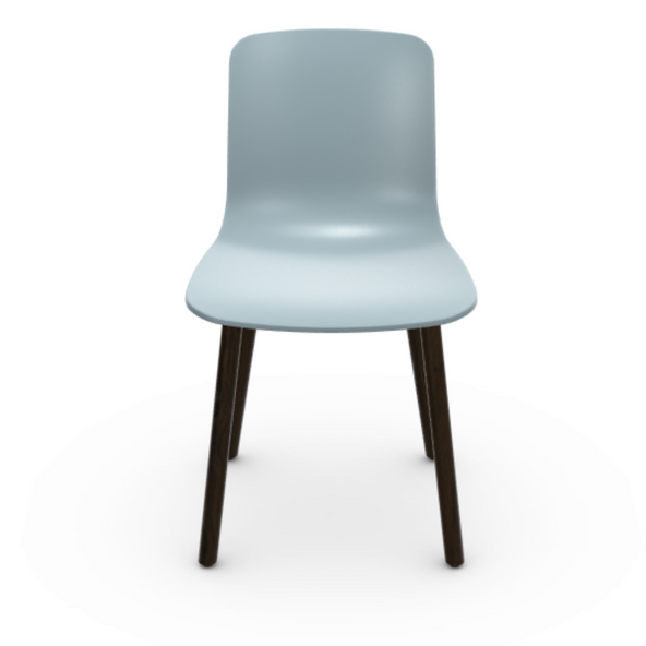 Outlet Vitra HAL RE Wood Dining Chair - Dark oak base, Ice grey, Black, felt for hard floor