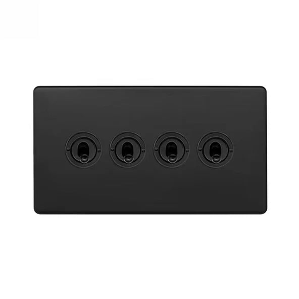 Soho Lighting Camden Collection Matt Black 20A 4 Gang Intermediate Toggle Switch