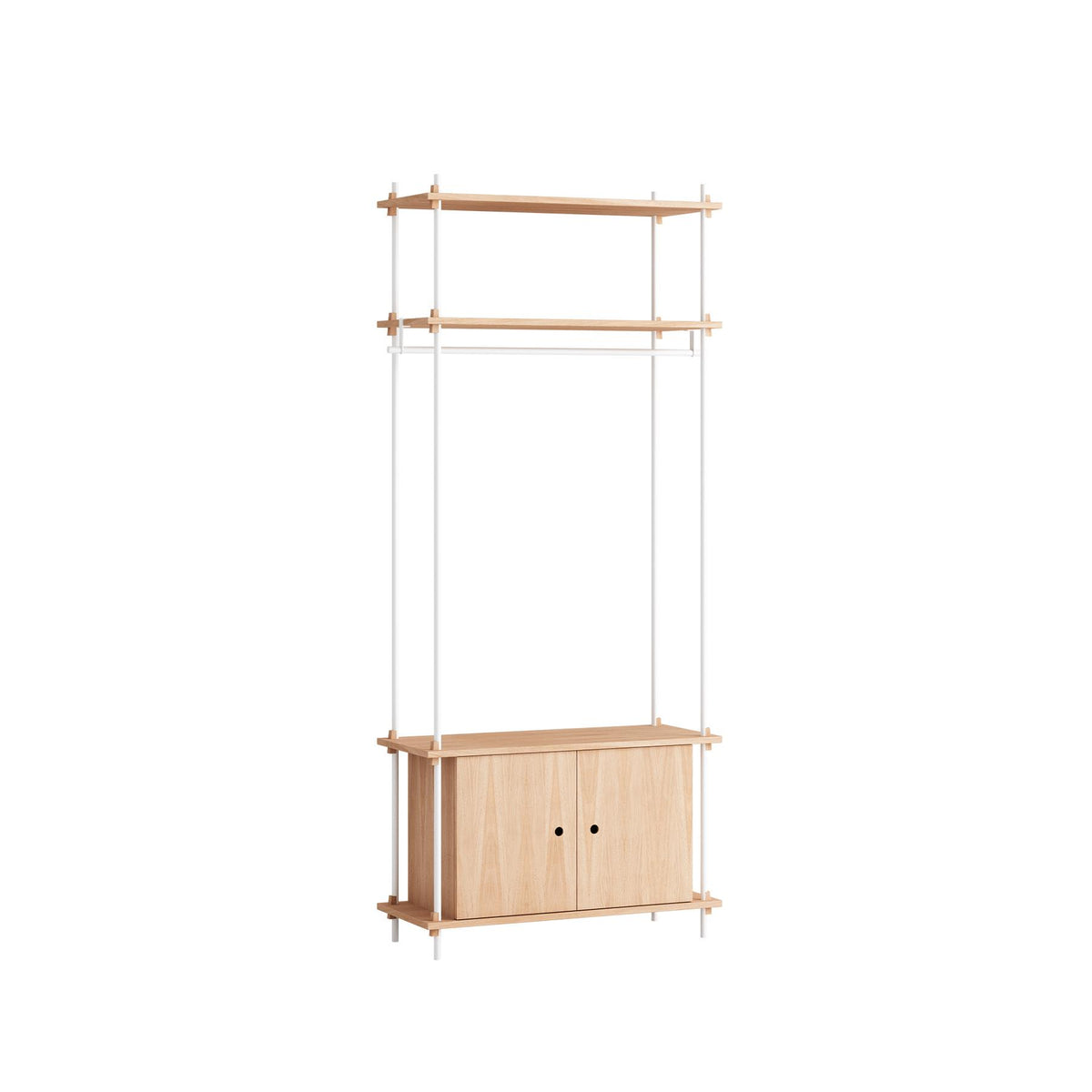 MOEBE Single Shelving System with Cabinet and Clothes Rail