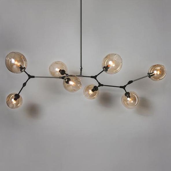 Outlet Berlin Globe Pendant 8 in Graphite Bronze - Amber Glass