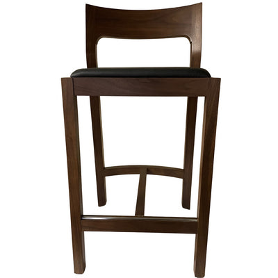 B-Stock Profile Stool Counter Height,  Walnut with Black Leather Seat Pad and Felt Gliders