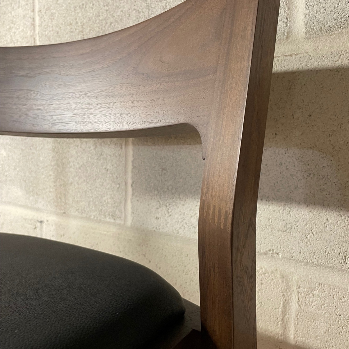 B-Stock Profile Stool Counter Height,  Walnut with Black Leather Seat Pad and Felt Gliders