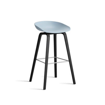 B-Stock HAY About A Stool 32 - Slate Blue 2.0, Black Lacquered Oak, Bar Stool, Standard Gliders