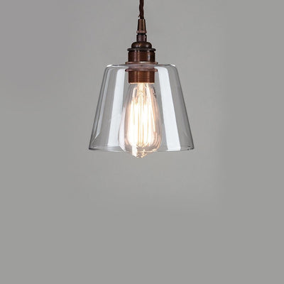 Outlet Old School Electric Tapered Blown Glass Pendant Light - Antique brass, brown cable