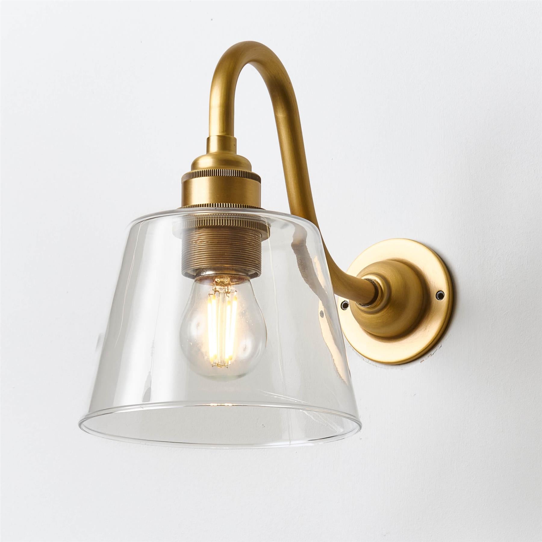 Old School Electric Tapered Wall Light : Swan Arm : Bathroom Version