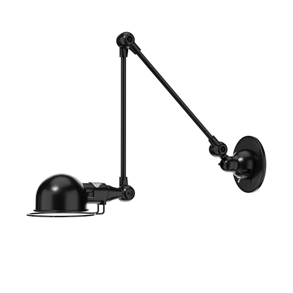 Outlet Jielde Signal Two Arm Adjustable Wall Light - Black, Matt, Integral Switch On Wall Base