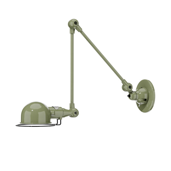Outlet Jielde Signal Two Arm Adjustable Wall Light - Khaki, Gloss, Integral Switch On Wall Base
