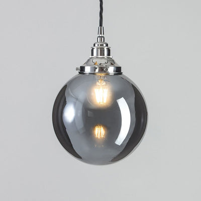 Outlet Old School Electric Globe Blown Glass Pendant Light - Smoked