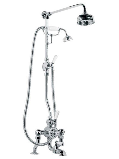 Lefroy Brooks GD8824 Godolphin Exposed Thermostatic Bath Shower Mixer with Riser Kit, Handset, Lever Diverter, 5 inch Rose and Adjustable Riser Pipe Bracket -