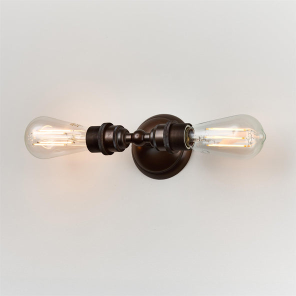 Outlet Old School Electric Industrial Twin Wall Light - Bronze