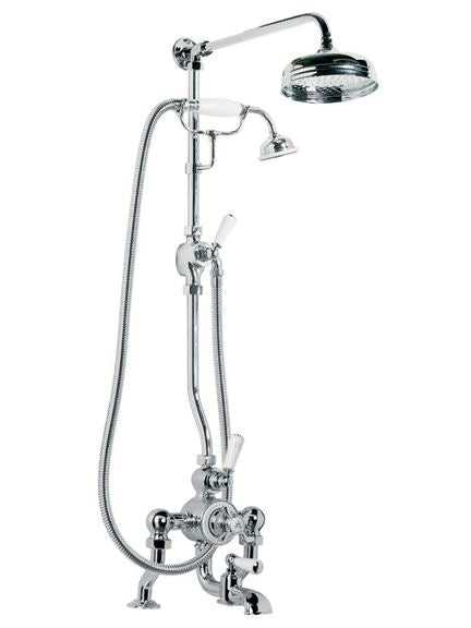 Lefroy Brooks GD8825 Godolphin Exposed Thermostatic Bath Shower Mixer with Riser Kit, Handset, Lever Diverter, 8 inch Rose and Adjustable Riser Pipe Bracket -