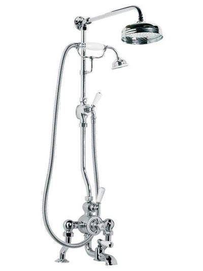 Lefroy Brooks GD8825 Godolphin Exposed Thermostatic Bath Shower Mixer with Riser Kit, Handset, Lever Diverter, 8 inch Rose and Adjustable Riser Pipe Bracket -