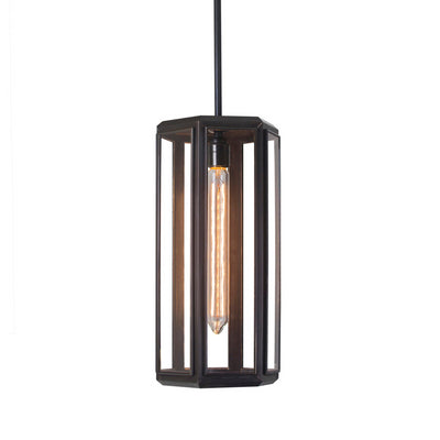 Outlet J Adams Oak Hexagonal Pendant - Bronze, 82cm Rod