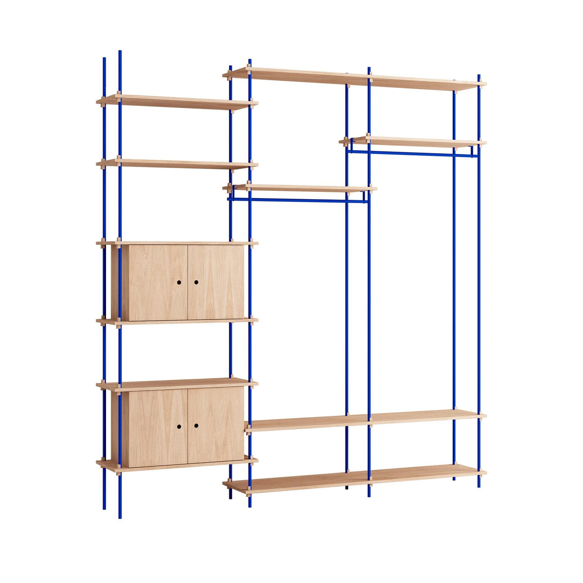 MOEBE Triple Shelving System, 2 Cabinets, 2 Open Clothes Rails