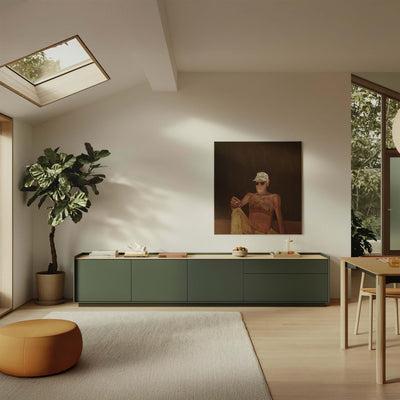 Treku Aura Open Frame Credenza, Forest, Organic Oak