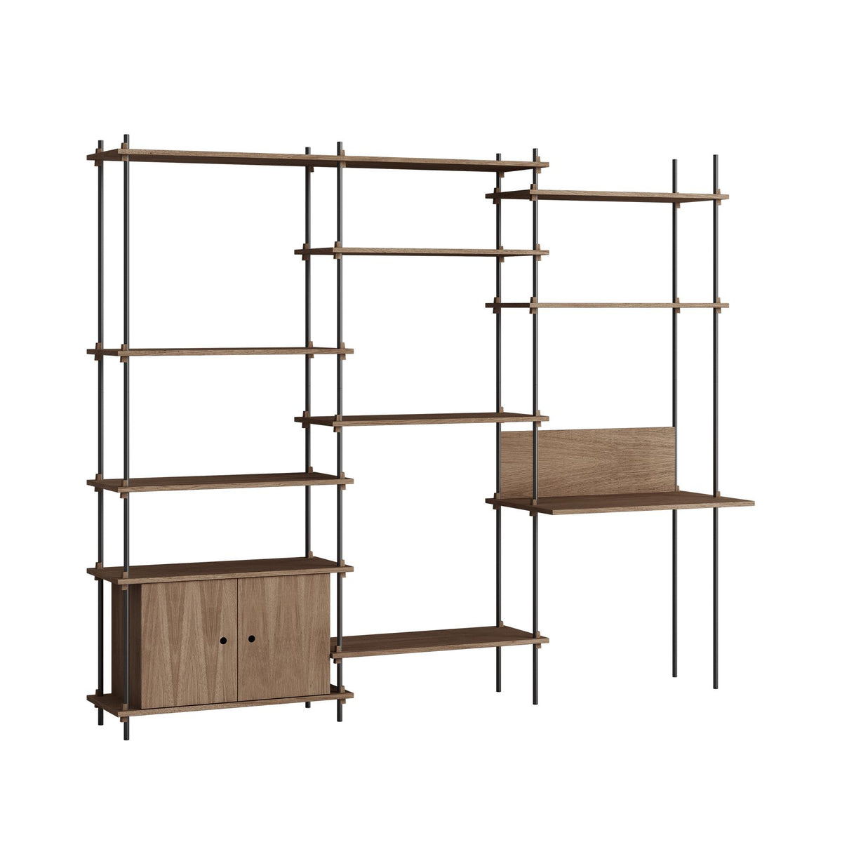 MOEBE Triple Shelving System with 1 Cabinet and Desk