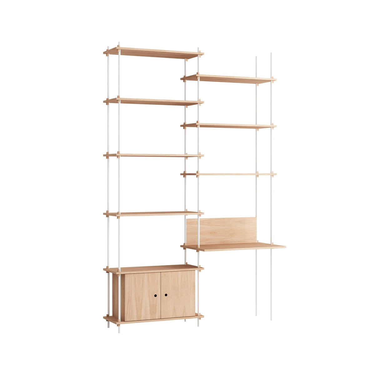 MOEBE Double Shelving System with Desk and Cabinet