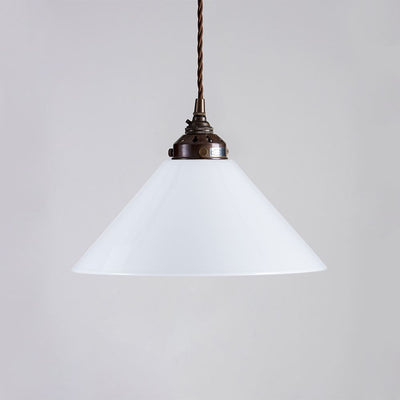 Outlet Old School Electric Conical Opal Glass Pendant Light : B22