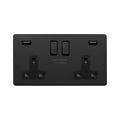 Soho Lighting Camden Collection Matt Black 13A 2 Gang DP Socket with Dual USB-A
