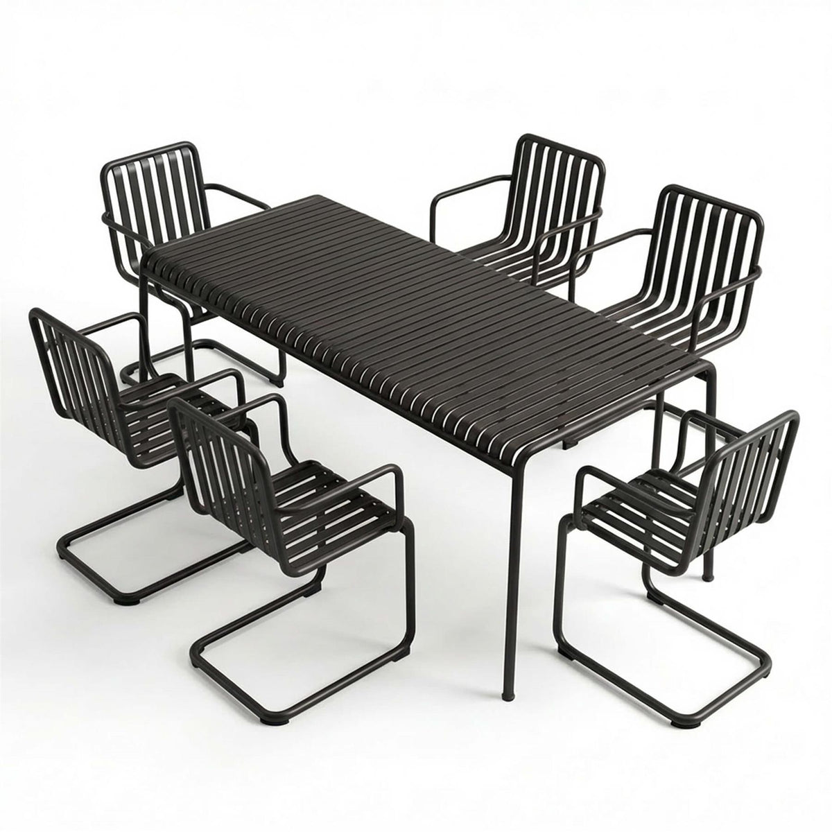 HAY Palissade Large Garden Dining Set with 6 Chairs - Curated by Holloways of Ludlow
