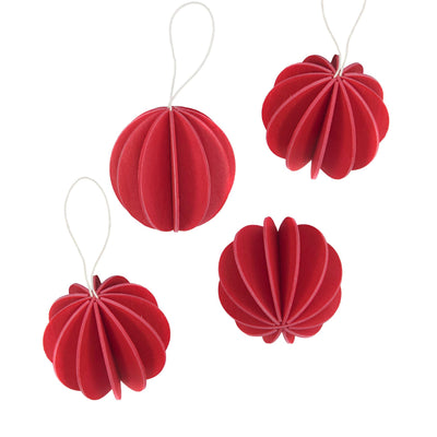 Lovi Wooden Christmas Baubles- Diameter : 6cm, Set of 4