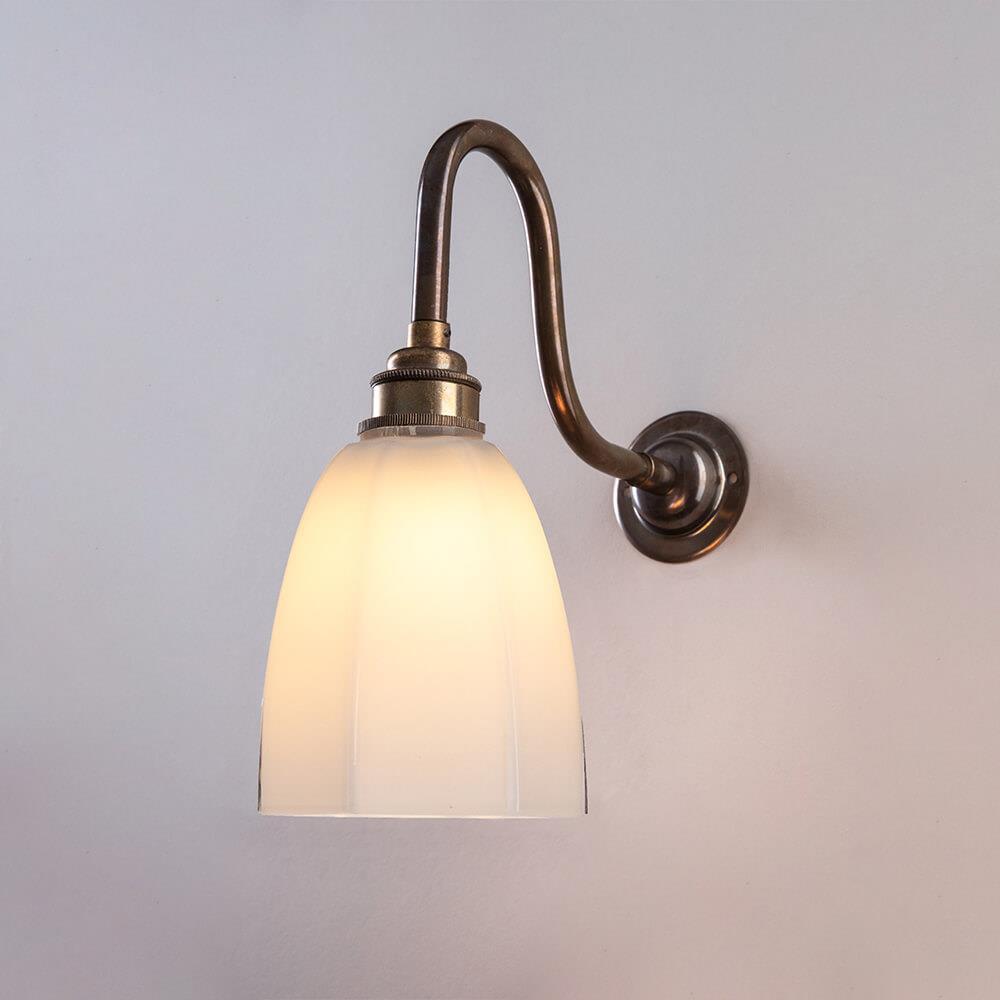 Old School Electric Gatsby Wall Light : Swan Arm : Bathroom Version