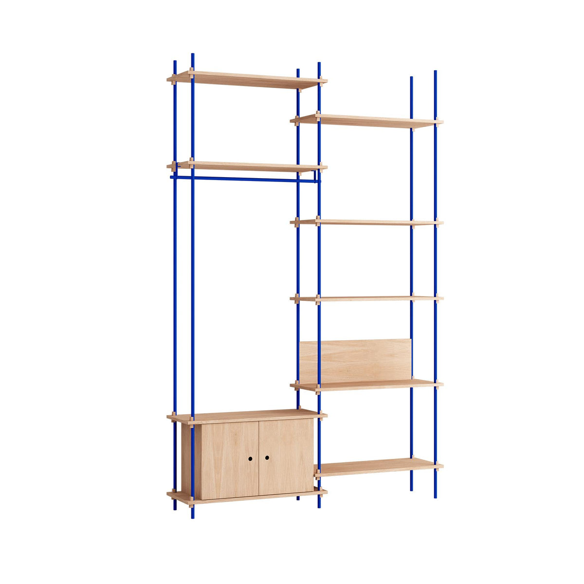 MOEBE Double Shelving System, 1 Cabinet, Desk and Clothes Rail