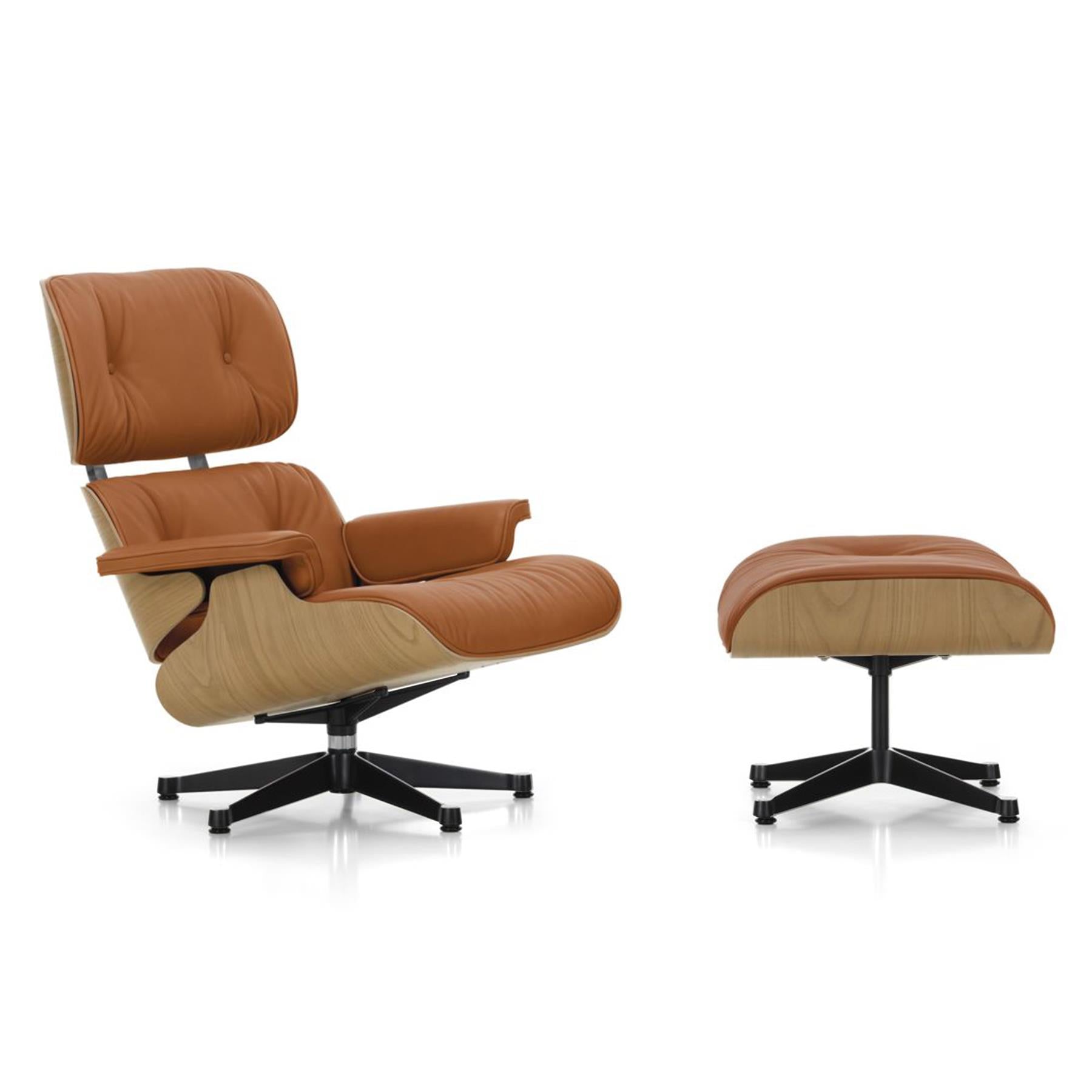 Vitra Eames Contemporary Lounge Chair and Footstool in Chestnut