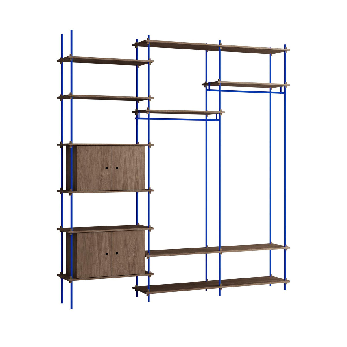 MOEBE Triple Shelving System, 2 Cabinets, 2 Open Clothes Rails
