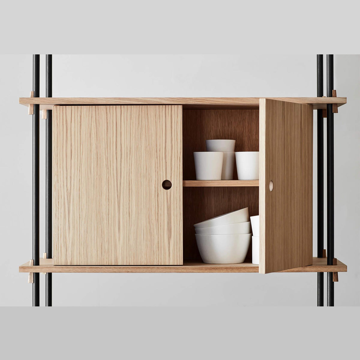 MOEBE Double Shelving System, 1 Cabinet, Desk and Clothes Rail
