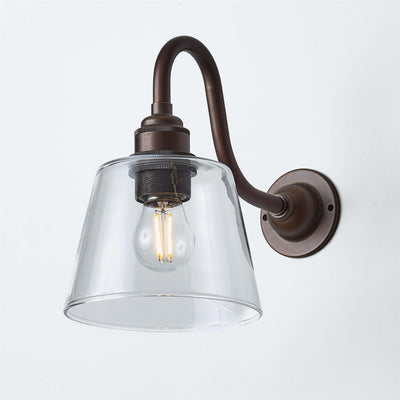 Old School Electric Tapered Wall Light : Swan Arm : Bathroom Version