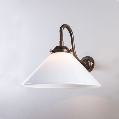 Outlet Old School Electric B22 Conical Glass Wall Light - Antique Brass