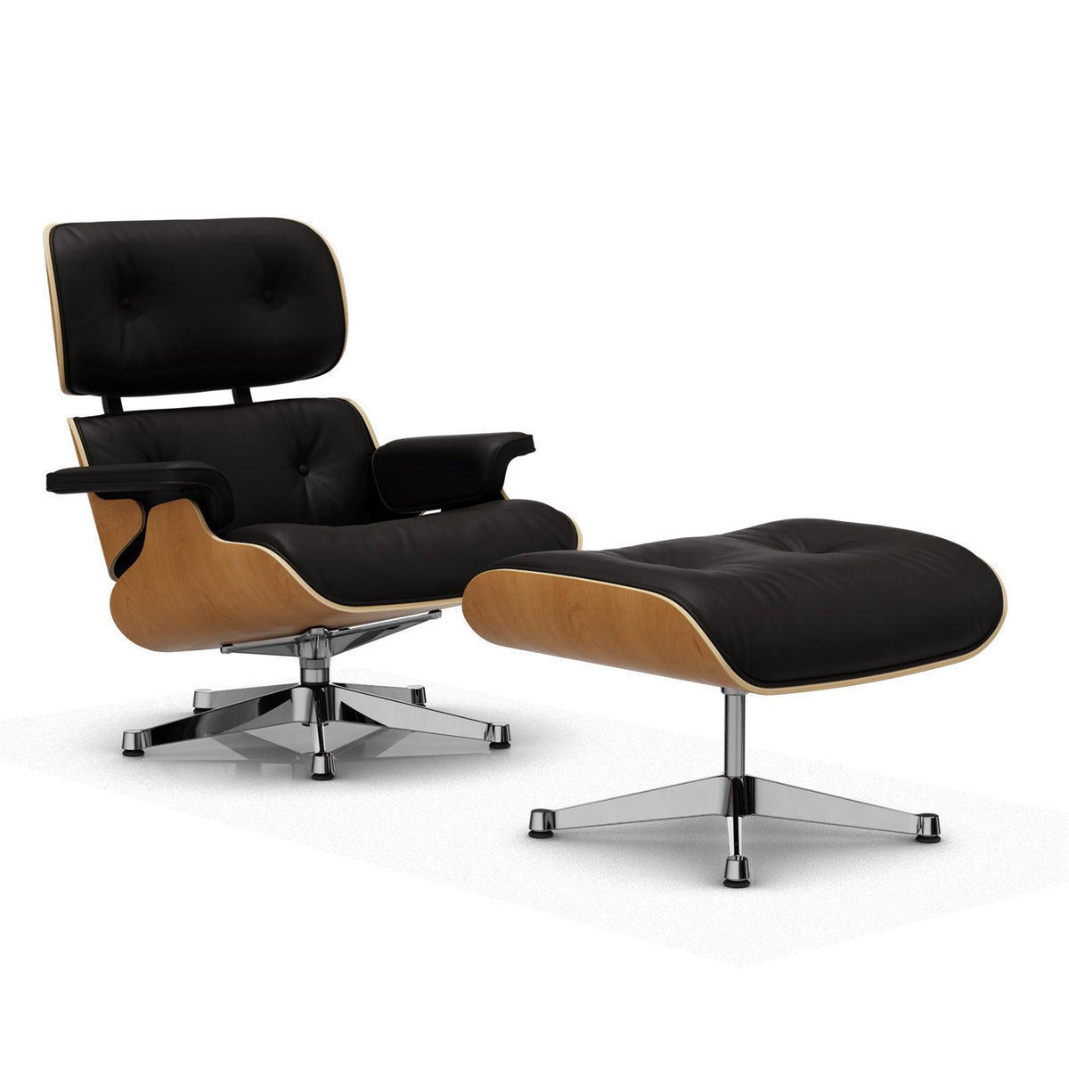 Vitra Eames Contemporary Lounge Chair and Footstool in Cherry