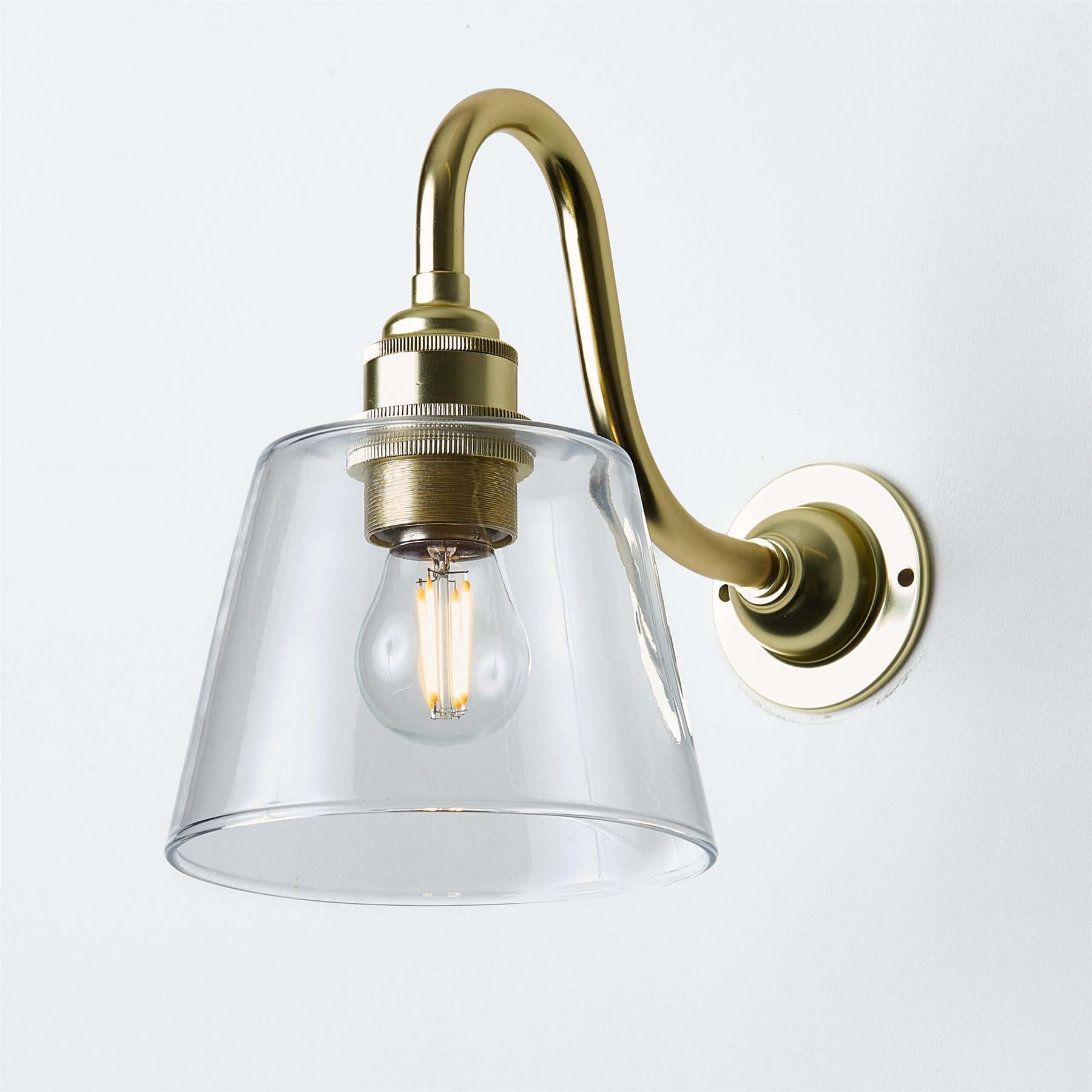 Old School Electric Tapered Wall Light : Swan Arm : Bathroom Version