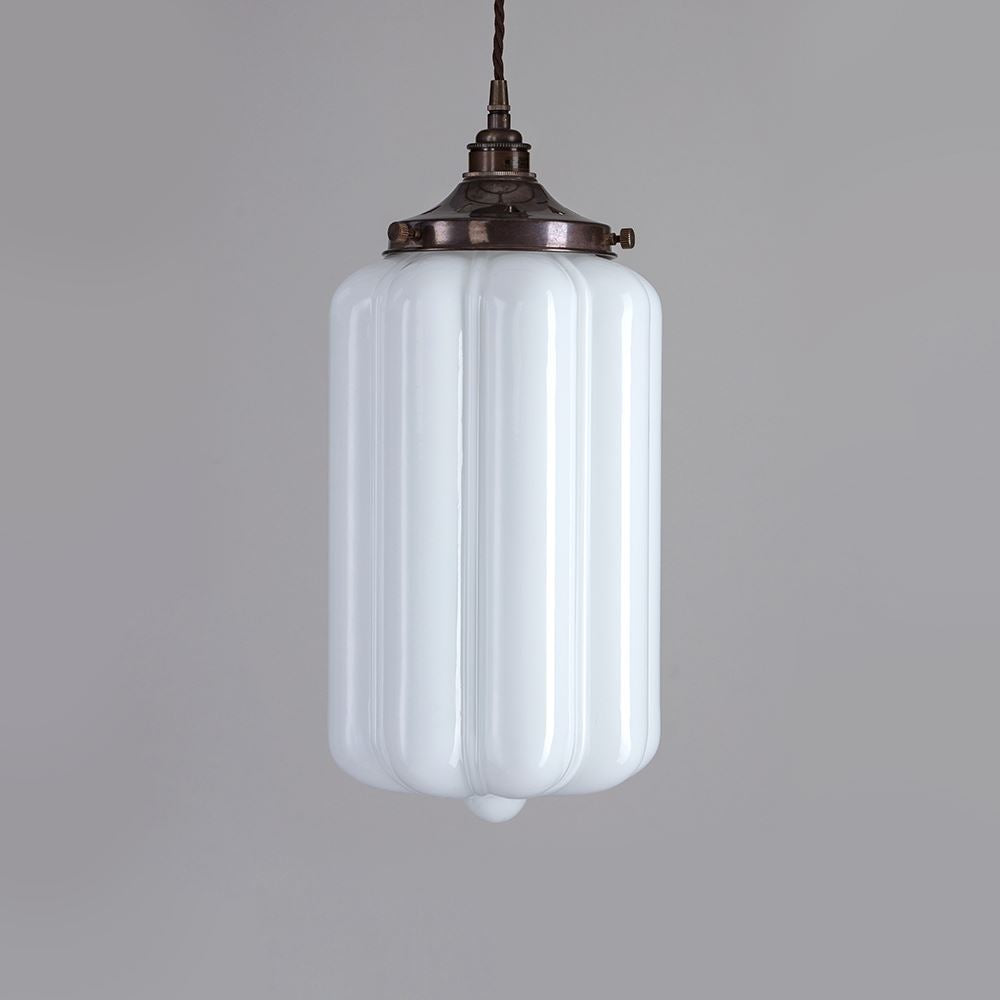 Old School Electric Ellington Pendant Light : Opal Glass