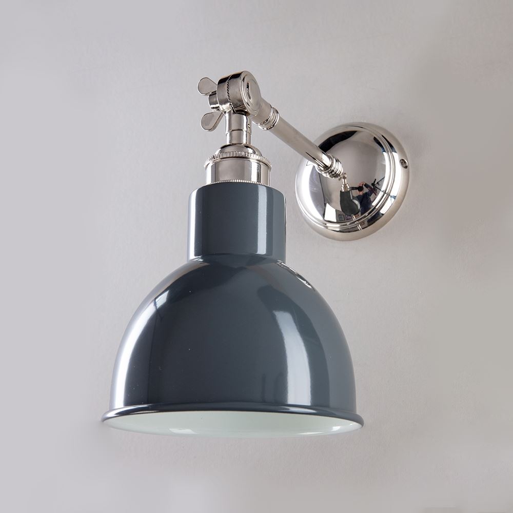 Old School Electric Churchill Wall Light : Adjustable Arm : Coloured Shades