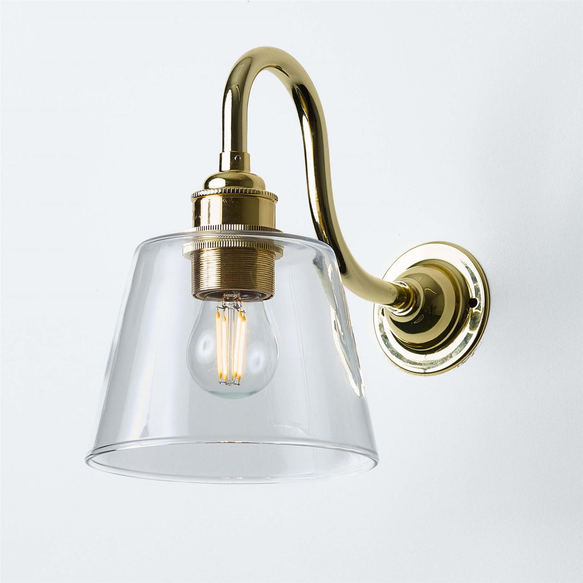Old School Electric Tapered Blown Wall Light : Swan Arm