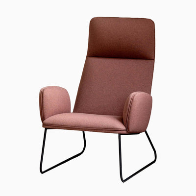 Treku Lain Armchair, Metal Frame, Upholstered in Moss-Crevin