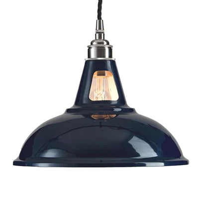 B-Stock Old School Electric Factory Shade Blue Polished Nickel Fitting