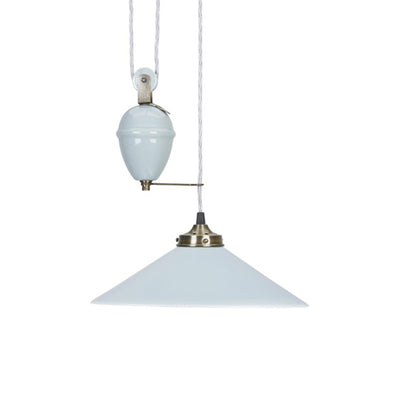 Outlet French Ceramic Rise and Fall Pendant Light - Atlantic Mist