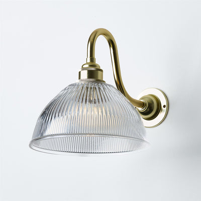 Old School Electric Prismatic Dome Wall Light : Swan Arm : Bathroom Version