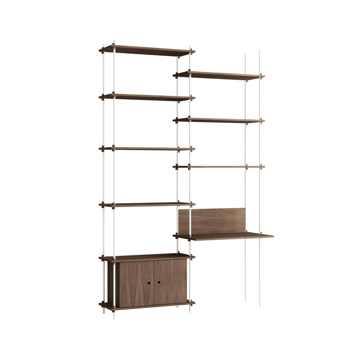 MOEBE Double Shelving System with Desk and Cabinet