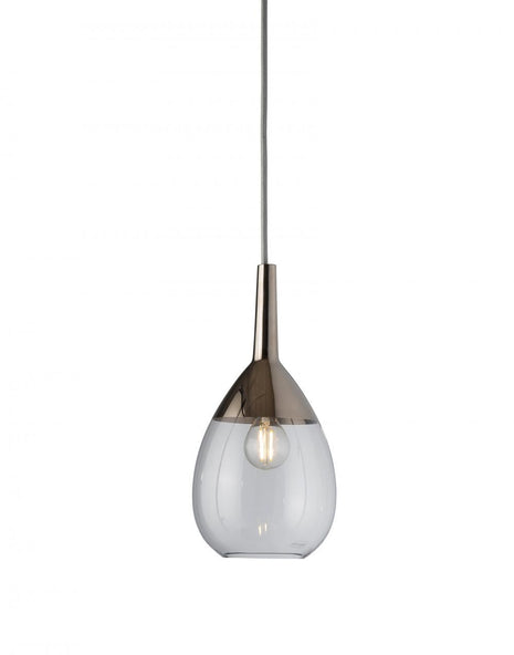 Ex-Display Ebb & Flow Lute Pendant Light - Small, Clear & Platinum Glass