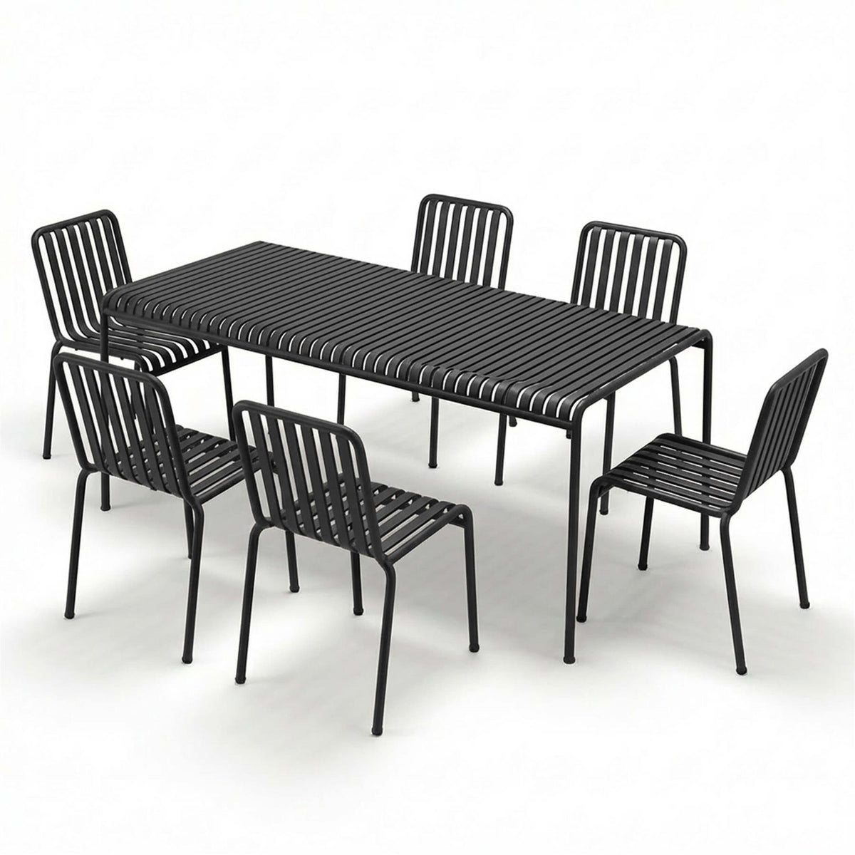 HAY Palissade Large Garden Dining Set with 6 Chairs - Curated by Holloways of Ludlow