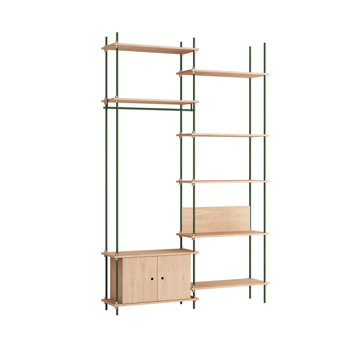MOEBE Double Shelving System, 1 Cabinet, Desk and Clothes Rail
