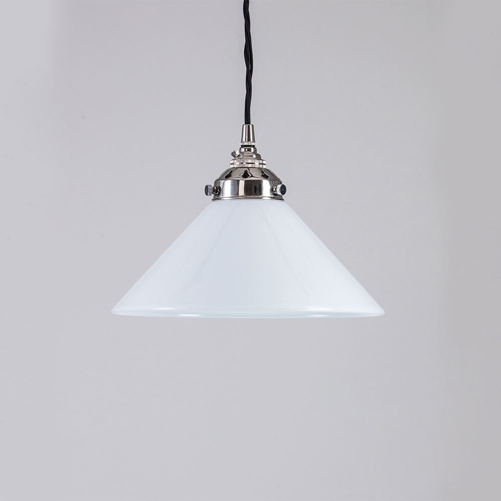 Old School Electric B22 Conical Opal Glass Pendant Light