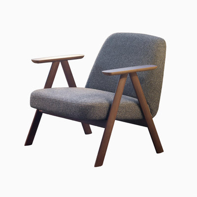 Treku Leku Armchair, Wood Frame, Upholstered in Granit-Crevin